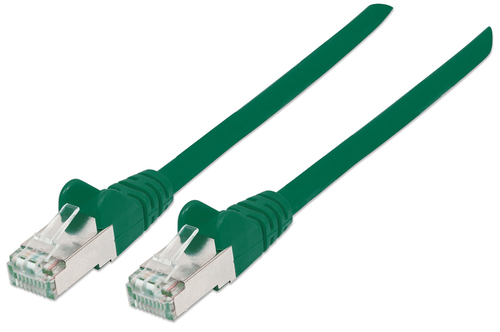 Intellinet - Patch-Kabel (DTE) - RJ-45 (M) bis RJ-45 (M) - 30,0m - SFTP, PiMF - CAT 6a - IEEE 802,3af - halogenfrei, geformt, ohne Haken - grn (350686) 