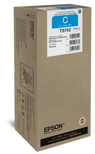 Epson T9742 - 735,2 ml - Gre XXL - Cyan - Original - Tintenpatrone - fr WorkForce Pro WF-C869RD3TWFC, WF-C869RDTWF, WF-C869RDTWFC (C13T974200) 