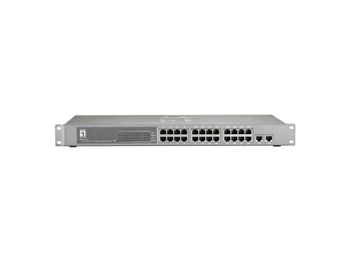 LevelOne FGP-2412W150 - Switch - 24 x 10/100 (PoE+) + 2 x Shared SFP + 2 x Shared 10/100/1000 - Desktop, an Rack montierbar - PoE+ (FGP-2412W150) 
