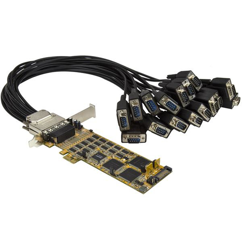 StarTech.com 16 Port PCI Express Seriell Karte - Low Profile - High Speed PCIe Seriell Karte mit 16 DB9 RS232 Ports - Erweiterungsmodul - PCIe 1.1 Low-Profile - RS-232 x 2 - Gelb 