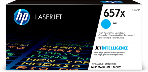 HP 657X - Hohe Ergiebigkeit - Cyan - Original - LaserJet - Tonerpatrone (CF471X) - fr LaserJet Enterprise MFP M681dh, MFP M681f, LaserJet Enterprise Flow MFP M681z, MFP M682z (CF471X) 
