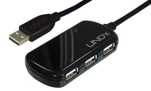 LINDY USB 2.0 Aktiv-Verlaengerung Pro 8m inklusive 4 Port USB-Hub 
