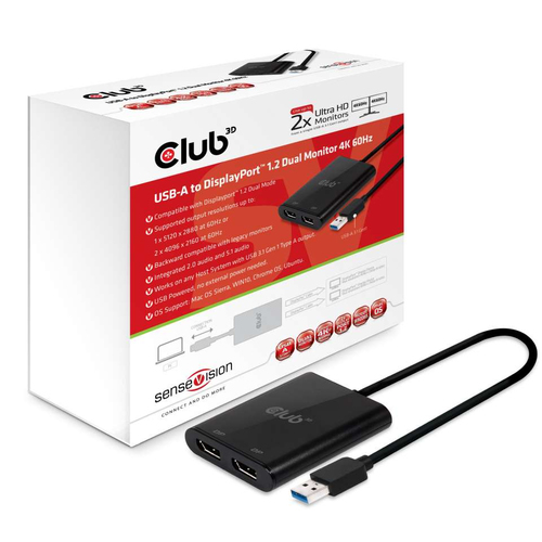 Club 3D SenseVision - Externer Videoadapter - USB 3,1 Gen 1 - 2 x DisplayPort (CSV-1477) 