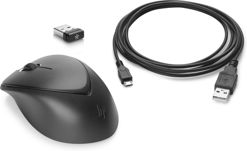 HP Premium - Maus - Laser - 3 Tasten - drahtlos - 2.4 GHz - kabelloser Empfnger (USB) - Schwarz 