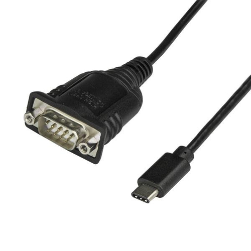 StarTech.com USB-C to Serial Adapter with COM Retention - Kabel USB / seriell - DB-9 (M) bis USB-C (M) - 40 cm - Schwarz 