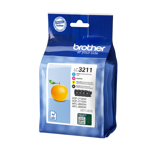 Brother LC3211 Value Pack - 4er-Pack - Schwarz, Gelb, Cyan, Magenta - Original - Tintenpatrone - fr Brother DCP-J772DW, DCP-J774DW, MFC-J890DN, MFC-J890DW, MFC-J890DWN, MFC-J895DW (LC3211VAL) 