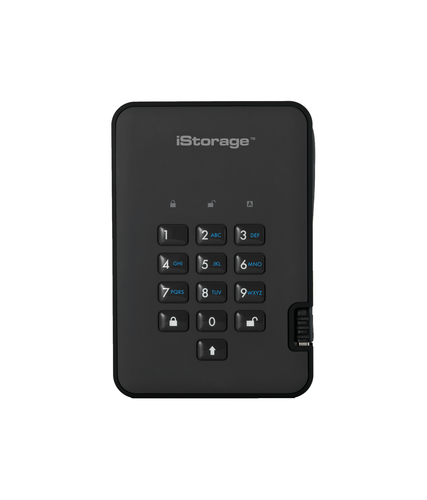 iStorage diskAshur 2 - SSD - verschlsselt - 4 TB - extern (tragbar) - USB 3.1 - FIPS 197, 256-bit AES-XTS - Phantomschwarz 