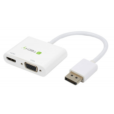 Adapter - DisplayPort auf HDMI/VGA 4K, St./Bu., wei (ICOC-DSP-VH1220) 