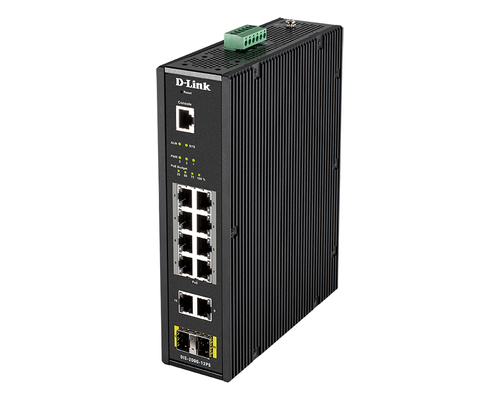 D-Link DIS-200G-12PS 12 Port L2 Industrial Smart Managed Switch 10 x 1GBaseTX ports 8 PoE 240W and 2 x SFP ports 