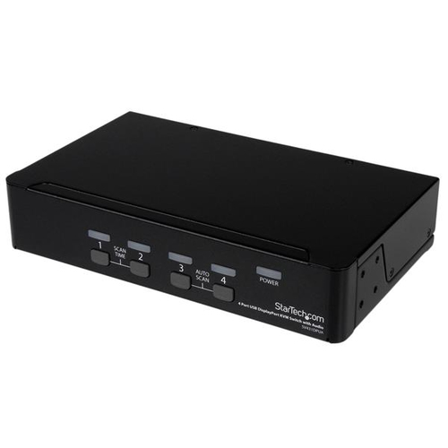 STARTECH.COM 4 Port DisplayPort USB KVM Switch mit Audio - DisplayPort Desktop KVM Umschalter mit USB Hub - 4xUSB Buchse 4xDP Bu 