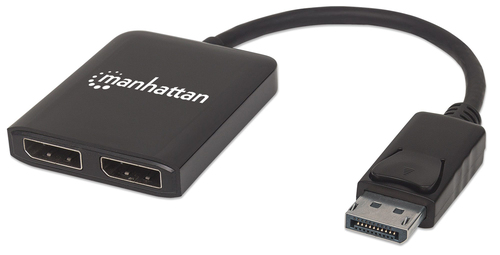 Manhattan DisplayPort to 2-Port DisplayPort Splitter Hub with MST - Video-/Audio-Splitter - 2 x DisplayPort - Desktop 