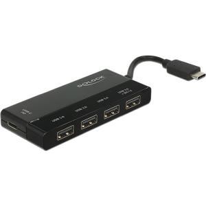 DeLock External USB 3,1 Gen 1 Hub USB Type-C - Hub - 4 x USB 3,1 + 1 x USB-C (power pass-through) - Desktop (62793) 