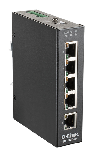 D-Link DIS 100E-5W - Switch - nicht verwaltet - 5 x 10/100 - an DIN-Schiene montierbar, wandmontierbar - Gleichstrom 