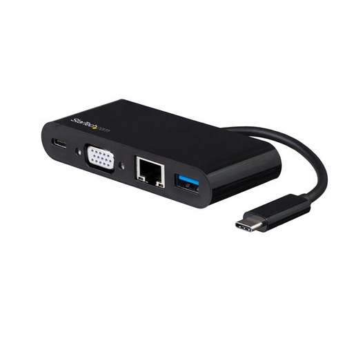 StarTech.com USB-C VGA Multiport Adapter - Power Delivery (60W) - USB 3.0 - Gigabit Ethernet - USB C Adapter fr Mac, Windows, Chrome OS - Docking Station - USB-C - VGA - GigE 