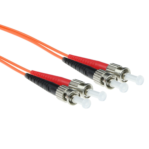 ACT 20 meter LSZH Multimode 62.5/125 OM1 fiber patch cable duplex with ST connectors. St-st 62.5/125 om1 dup 20.00m (RL1020) 