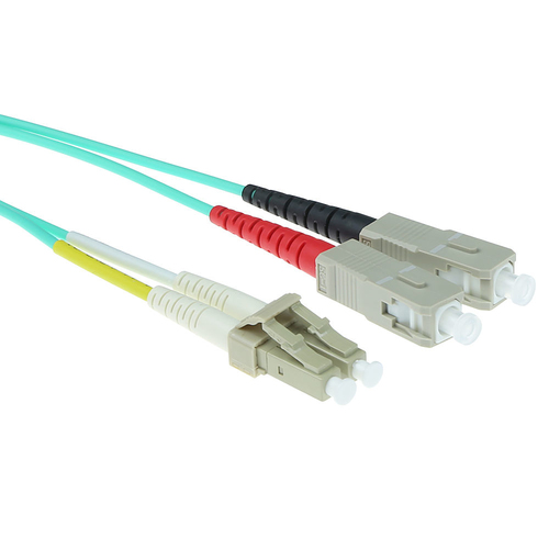 ACT 30 meter LSZH Multimode 50/125 OM3 fiber patch cable duplex with LC and SC connectors. Lc-sc 50/125 om3 duplex 30.00m (RL8630) 