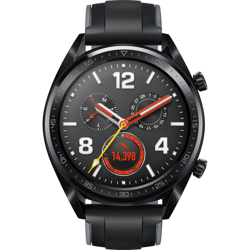 Huawei Watch GT Sport - 46,5 mm - schwarzes Edelstahl - intelligente Uhr mit Riemen - Silikon - Graphitschwarz - Bandgre 140-210 mm - Anzeige 3,53 cm (1,39 Zoll) - 128MB - Bluetooth - 46 g (55023255) 