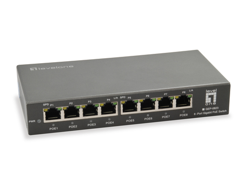 LevelOne GEP-0823 Gigabit-PoE-Switch 8-Port 802 3ataf PoE 120W 