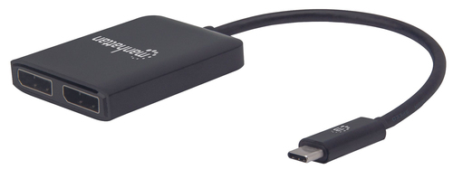 MANHATTAN USB-C auf Dual DisplayPort-Adapter MST-Hub USB-C Stecker auf 2x DisplayPort Buchse Modi Gespiegelt Erweitert und Videowand 