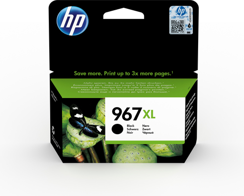 HP 967XL - 68.72 ml - Hohe Ergiebigkeit - Schwarz - Original - Tintenpatrone - fr Officejet Pro 9020, 9022, 9025 