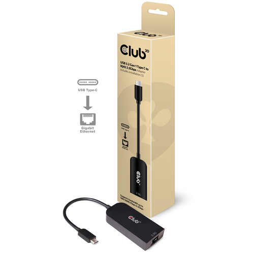 Club 3D USB 3.2 Adapter Typ-C zu 2,5 Gigabit Ethernet St./Bu. schwarz CAC-1520 