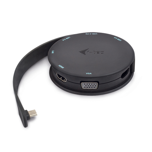 I-TEC USB C Pocket Dock 1x HDMI 4K oder 1x VGA 1x GLAN 2x USB 3.0 1x USB-C PD 85W flexibles 23cm Kabel kompatibel mit Thunderbolt 3 