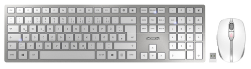 CHERRY DW 9000 SLIM - Rechargeable Wireless Desktop - Keyboard+Mouse - USB/Bluetooth - SILBER/WEISS (EU) US-Englisch mit EURO Symbol 