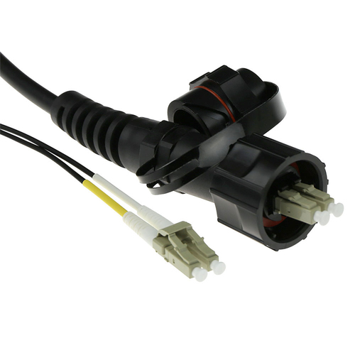 ACT 15 meter multimode 50/125 OM3 duplex fiber patch cable with LC and IP67 LC connectors 15M LCODVA-LC OM3 DX 7MM (RL7115) 
