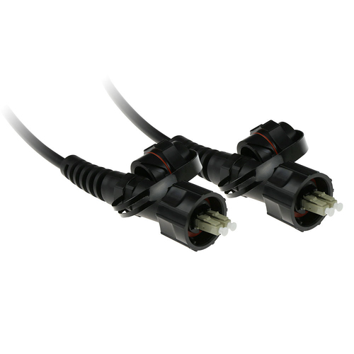 ACT 20 meter multimode 50/125 OM3 duplex fiber patch cable with IP67 LC connectors 20M LCODVAX2 OM3 DX 7MM (RL7220) 