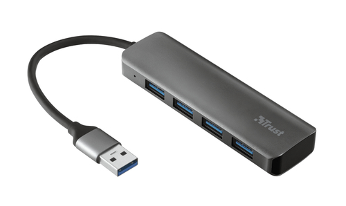 Trust Halyx Aluminium 4-Port USB 3.2 Hub - Hub - 4 x USB 3.2 Gen 1 - Desktop 