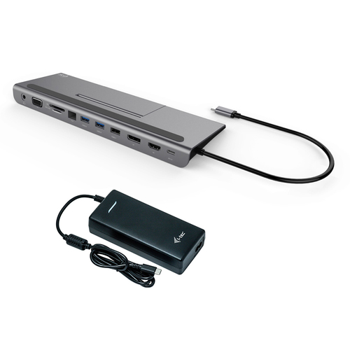 I-TEC USB C 4K MetalLowProfile DS 1xHDMI 1xVGA 1xDP 1xSD+1x microSD Kartenleser 1xGLAN  2xUSB 3.0 1xUSB 2.0 1xUSB-C PD Netzteil 112W 