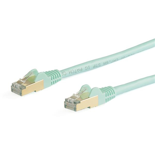 StarTech.com 6ASPAT10MAQ Patchkabel CAT6a (10 m, turkis, RJ45-Snagless-Steckverbinder, CAT6a-STP-Kabel, Kupferdraht, Netzwerkkabel) - Patch-Kabel - RJ-45 (M) bis RJ-45 (M) - 10 m - STP - CAT 6a - geformt, ohne Haken - Aquamarin 