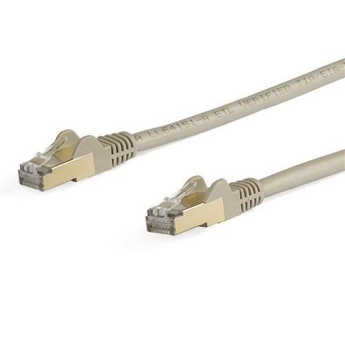 StarTech.com 6ASPAT10MGR Patchkabel CAT6a (10 m, grau, RJ45-Snagless-Steckverbinder, CAT6a-STP-Kabel, Kupferdraht, Netzwerkkabel) - Patch-Kabel - RJ-45 (M) bis RJ-45 (M) - 10 m - STP - CAT 6a - geformt, ohne Haken - Grau 