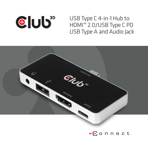 Club 3D Club3D USB-4-in1-HUB USB 3.1 Typ C > HDMI/USB/USB-C/Audio retail (CSV-1591) 