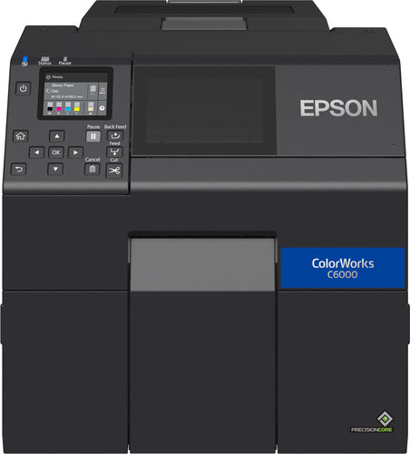 Epson ColorWorks CW-C6000Ae - Etikettendrucker - Farbe - Tintenstrahl - Rolle (11,2 cm) - 1200 x 1200 dpi - bis zu 119 mm/Sek. (einfarbig)/ bis zu 119 mm/Sek. (Farbe) - USB 2.0, LAN, USB 2.0-Host - automatisches Schneiden 