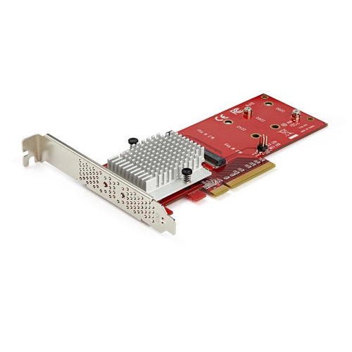 StarTech.com x8 Dual M.2 PCIe SSD Adapter - PCIe 3.0 - PCI Express M.2 SSD Adapter Card- For PCIe NVMe and PCIe AHCI M.2 SSDs - Schnittstellenadapter - M.2 - Expansion Slot to M.2 - M.2 Card Low-Profile - PCIe 3.0 x8 - Rot - TAA-konform 