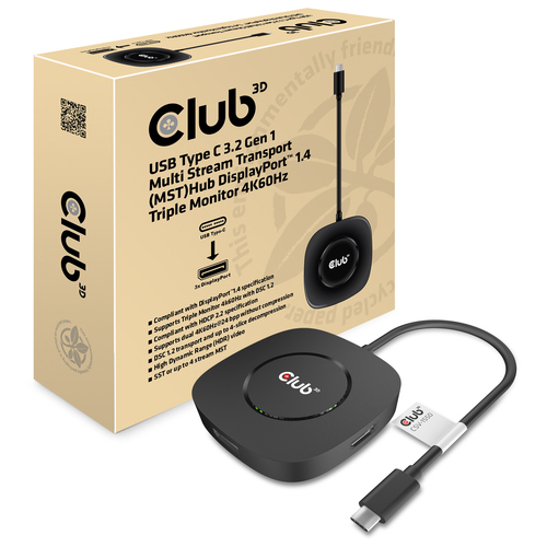 Club 3D CSV-1550 MST Hub USB-C 3.2  DisplayPort 1.4 Monitor 4K60HZ mit DSC1.2 
