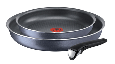 Tefal Ingenio Elegancee Pfannen-Set + Griff ( 24, 28 cm) grau-blau 