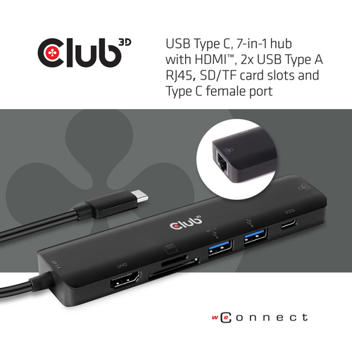 Club 3D TypC Multiport Hub 7-1  4K60Hz PD 