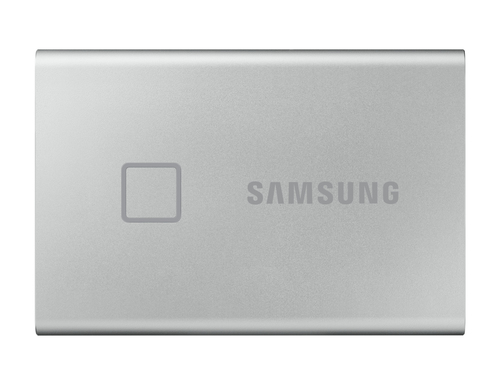 Samsung T7 Touch NVMe SSD extern 500GB USB 3.2 Metallic Silver - Bis zu 1050MB/s lesen, bis zu 1000MB/s schreiben, Password Protection &amp; Fingerprint Rrecognition, 256 Bit AES Verschlsselung, USB3.2 (3.2 Gen 2 10Gbps) Type-C, stofestes Aluminium Geh 
