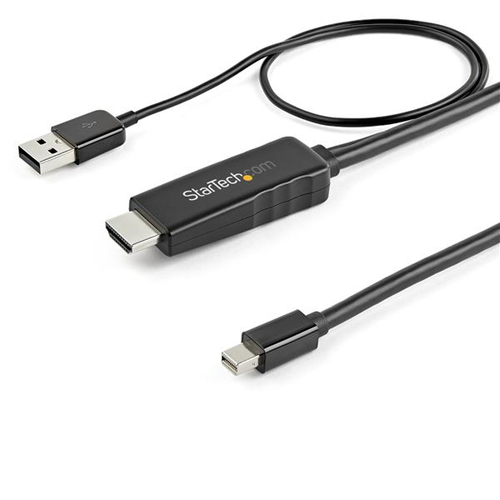 StarTech.com 3.3 ft. (1 m) HDMI to Mini DisplayPort Cable - 4K 30 - USB-Powered - Mac &amp; Windows - Active Video Cable Adapter (HD2MDPMM1M) - Video- / Audiokabel - DisplayPort / HDMI - HDMI, USB (nur Strom) (M) bis Mini DisplayPort (M) - 1 m - Schwarz - 