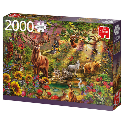 Puzzle Zauberwald bei Sonnenuntergang 