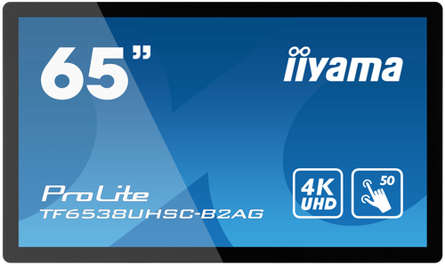 iiyama ProLite TF6538UHSC-B2AG - 165 cm (65 Zoll) Diagonalklasse (164 cm (64.5 Zoll) sichtbar) LED-Display - interaktive Digital Signage - mit Touchscreen (Multi-Touch) - 4K UHD (2160p) 3840 x 2160 - mattschwarz 