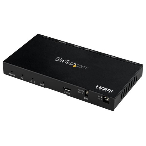 StarTech.com HDMI Splitter - 2 Port - 4K 60Hz with Built-In Scaler - Video-/Audio-Splitter - 2 x HDMI - Desktop 