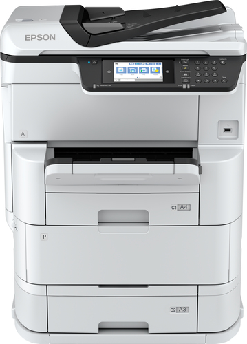 Epson WorkForce Pro WF-C878RDTWF - Multifunktionsdrucker - Farbe - Tintenstrahl - A3 (Medien) - bis zu 22 Seiten/Min. (Kopieren) - bis zu 35 Seiten/Min. (Drucken) - 835 Blatt - 33.6 Kbps - Gigabit LAN, Wi-Fi(n), USB 3.0, USB 2.0-Host 