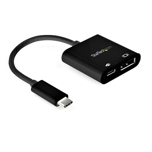 StarTech.com USB-C to DisplayPort Adapter with Power Delivery - 8K 30Hz - USB/DisplayPort-Adapter - USB-C (M) bis DisplayPort, USB-C mit Stromversorgung (W) - Thunderbolt 3 / DisplayPort 1.4 - 8K Untersttzung, aktiv - Schwarz 