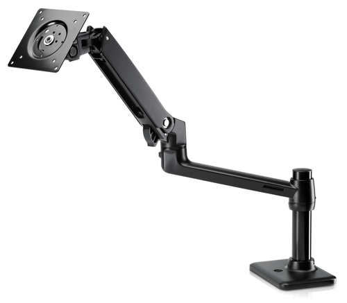 Hewlett-Packard HP Single Monitor Arm - Befestigungskit (Spannbefestigung fr Tisch, Tischplattenbohrung, Montagearm fr Einzelbildschirm) fr LCD-Display - Jack Black - Bildschirmgre: bis zu 61cm (bis zu 61,00cm (24 Zoll) ) - Montageschnittstelle: 100  