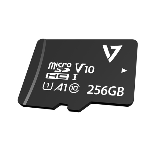 V7 VPMD256GU3 - Flash-Speicherkarte (microSDXC-an-SD-Adapter inbegriffen) - 256 GB - A1 / Video Class V30 / UHS-I U3 / Class10 - microSDXC UHS-I - Schwarz 
