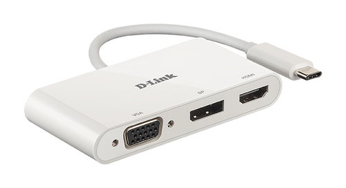D-Link DUB-V310 3-In-1 USB-C Video Adapter mit HDMI & DisplayPort & VGA 
