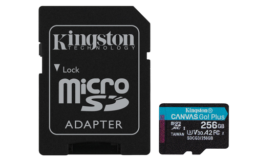 KINGSTON 256GB microSDXC Canvas Go Plus 170R A2 U3 V30 Card + ADP (SDCG3/256GB) 